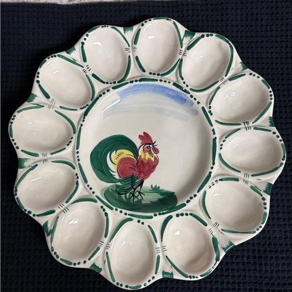 Other - Vintage Rooster Egg Plate, Hand Painted, Italy